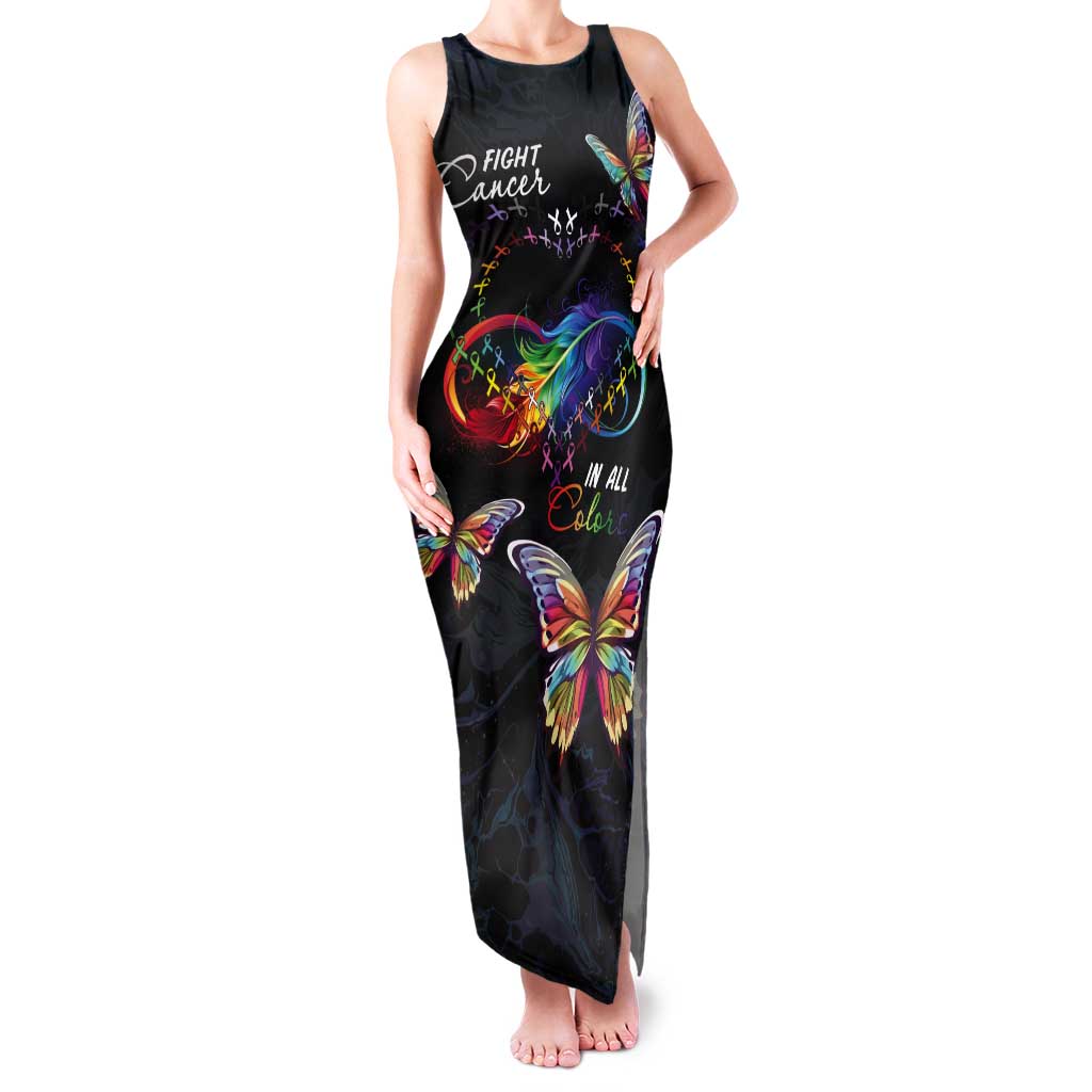 Fight Cancer In All Colors Tank Maxi Dress Whimsical Butterflies - Wonder Print Shop