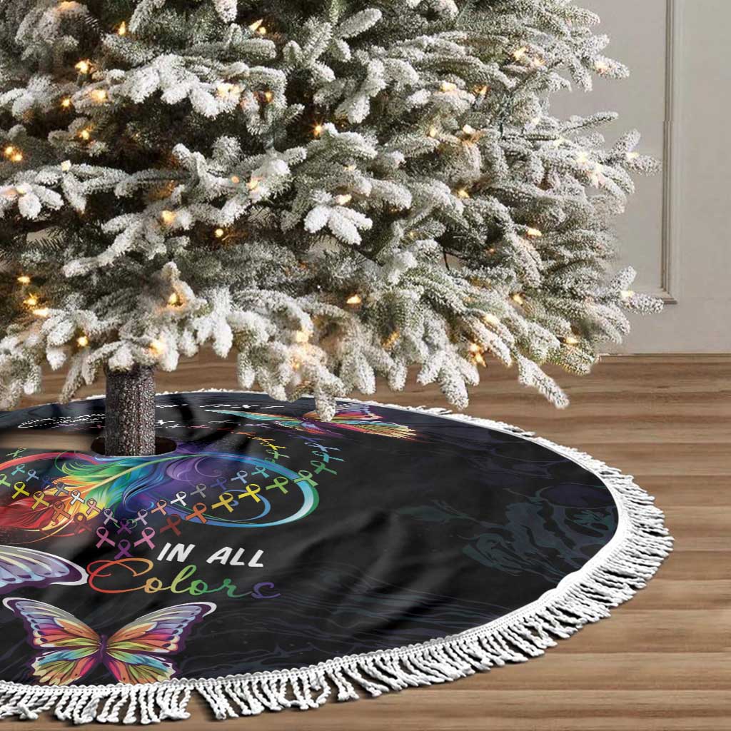 Fight Cancer In All Colors Tree Skirt Whimsical Butterflies - Wonder Print Shop