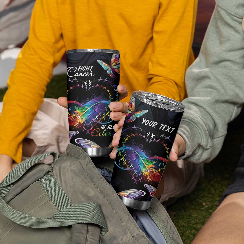 Fight Cancer In All Colors Tumbler Cup Whimsical Butterflies - Wonder Print Shop