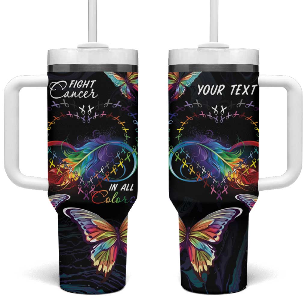 Fight Cancer In All Colors Tumbler With Handle Whimsical Butterflies - Wonder Print Shop