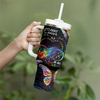 Fight Cancer In All Colors Tumbler With Handle Whimsical Butterflies - Wonder Print Shop
