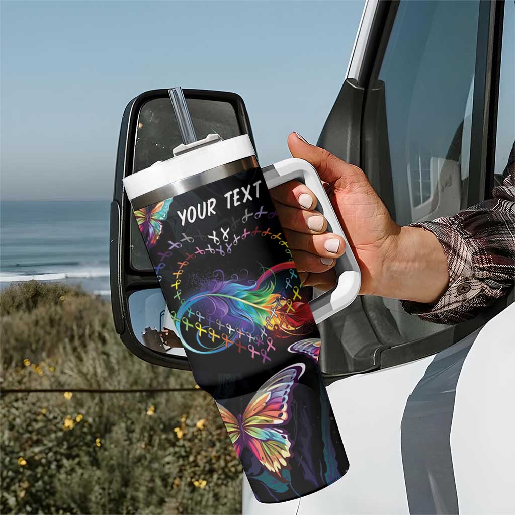 Fight Cancer In All Colors Tumbler With Handle Whimsical Butterflies - Wonder Print Shop