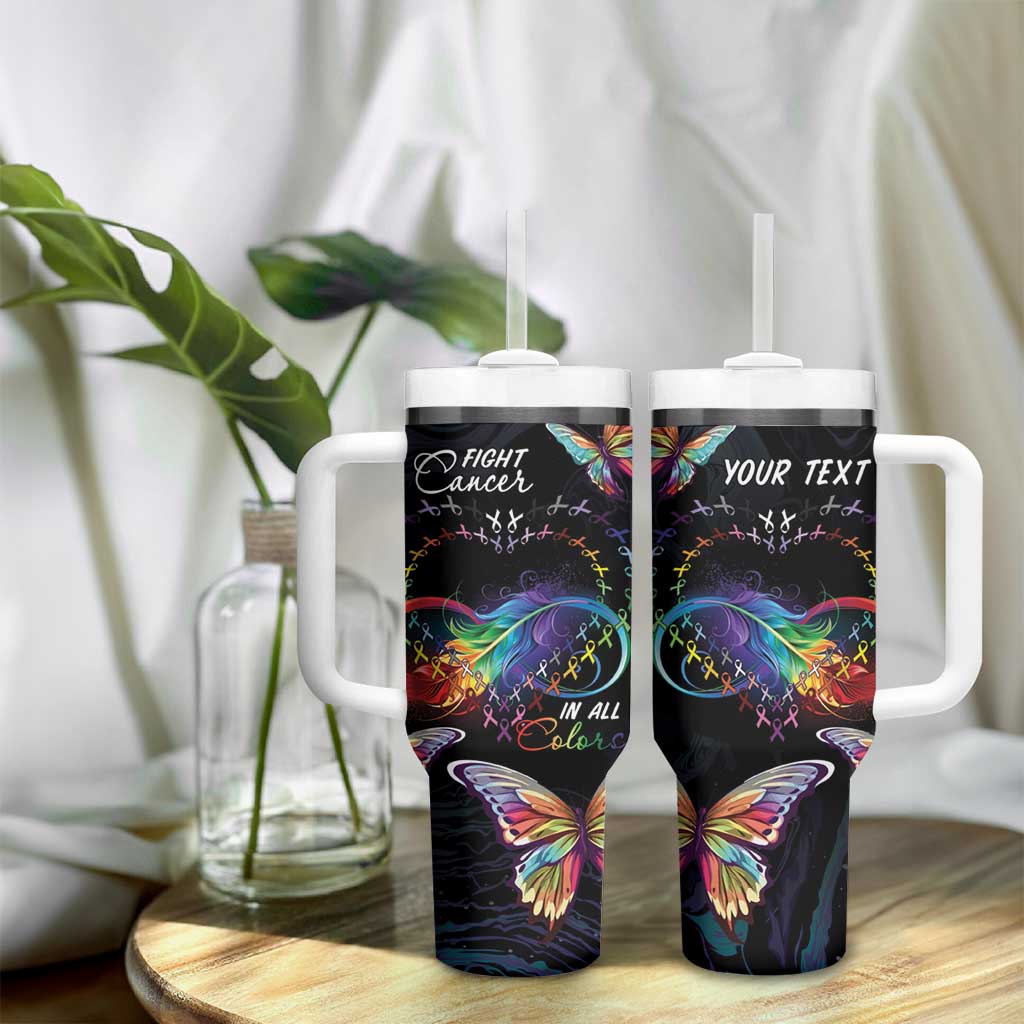 Fight Cancer In All Colors Tumbler With Handle Whimsical Butterflies - Wonder Print Shop