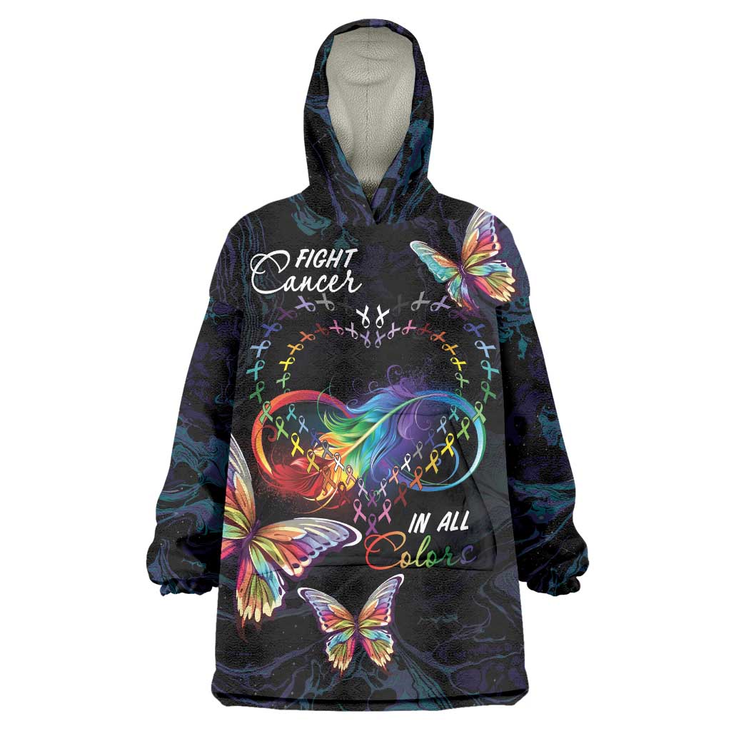 Fight Cancer In All Colors Wearable Blanket Hoodie Whimsical Butterflies - Wonder Print Shop