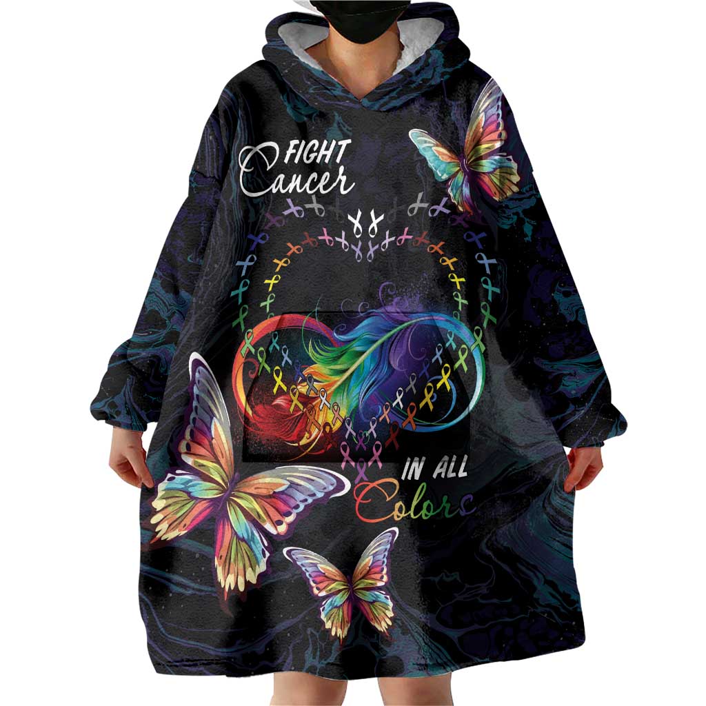 Fight Cancer In All Colors Wearable Blanket Hoodie Whimsical Butterflies - Wonder Print Shop