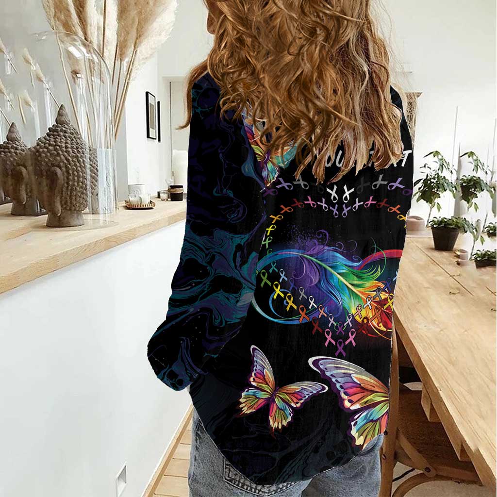 Fight Cancer In All Colors Women Casual Shirt Whimsical Butterflies - Wonder Print Shop
