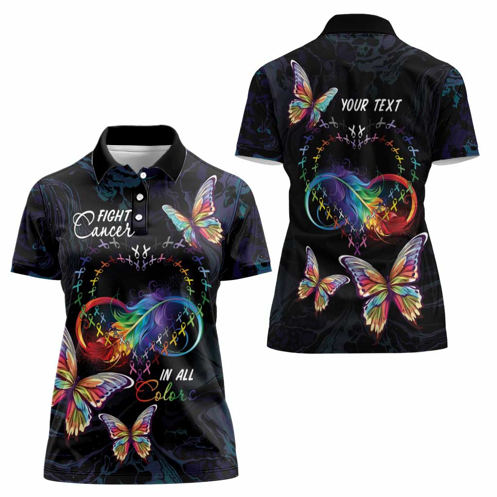 Fight Cancer In All Colors Women Polo Shirt Whimsical Butterflies - Wonder Print Shop