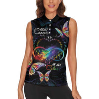 Fight Cancer In All Colors Women Sleeveless Polo Shirt Whimsical Butterflies - Wonder Print Shop