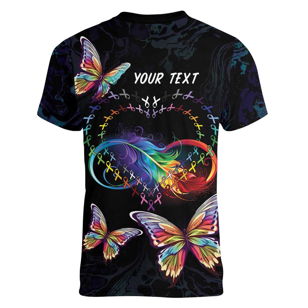 Fight Cancer In All Colors Women V-Neck T-Shirt Whimsical Butterflies - Wonder Print Shop