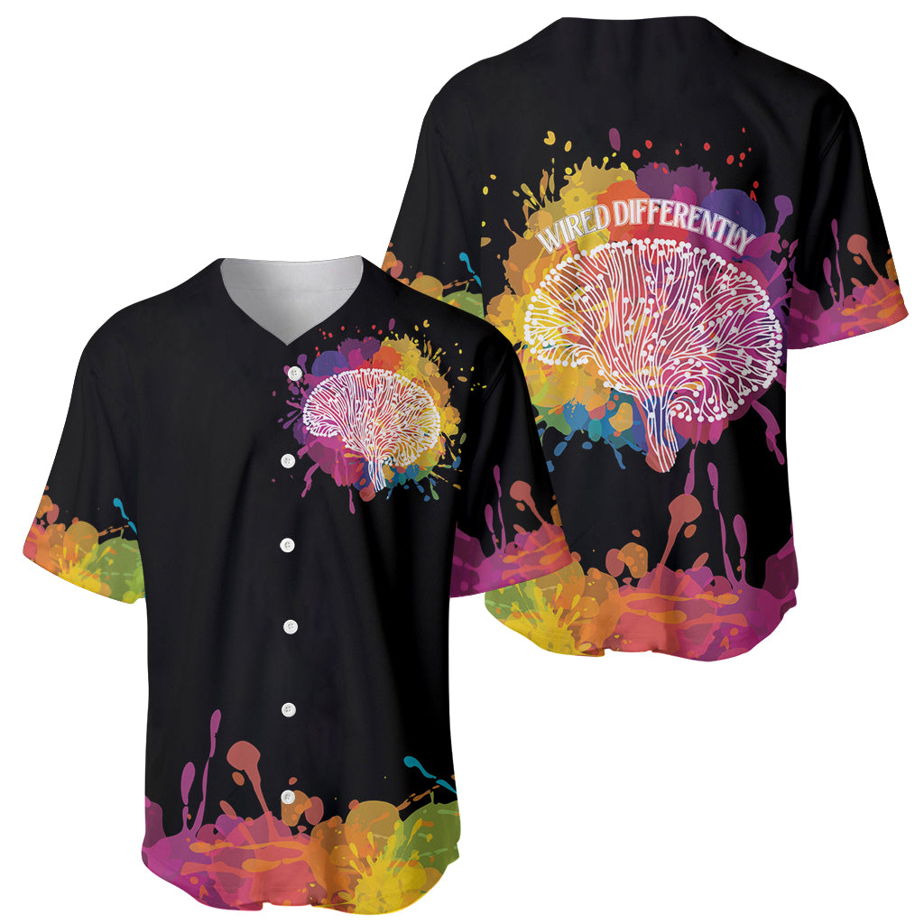 Autism Wired Differently Colors Splash Baseball Jersey LT7 - Wonder Print Shop
