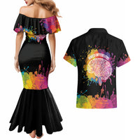 Autism Wired Differently Colors Splash Couples Matching Mermaid Dress and Hawaiian Shirt LT7 - Wonder Print Shop