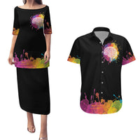 Autism Wired Differently Colors Splash Couples Matching Puletasi and Hawaiian Shirt LT7 - Wonder Print Shop