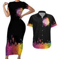 Autism Wired Differently Colors Splash Couples Matching Short Sleeve Bodycon Dress and Hawaiian Shirt LT7 - Wonder Print Shop