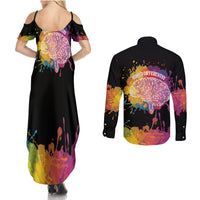 Autism Wired Differently Colors Splash Couples Matching Summer Maxi Dress and Long Sleeve Button Shirt LT7 - Wonder Print Shop