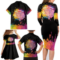 Autism Wired Differently Colors Splash Family Matching Long Sleeve Bodycon Dress and Hawaiian Shirt LT7 - Wonder Print Shop