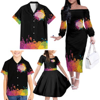Autism Wired Differently Colors Splash Family Matching Off The Shoulder Long Sleeve Dress and Hawaiian Shirt - Wonder Print Shop