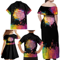 Autism Wired Differently Colors Splash Family Matching Off Shoulder Maxi Dress and Hawaiian Shirt LT7 - Wonder Print Shop