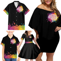 Autism Wired Differently Colors Splash Family Matching Off Shoulder Short Dress and Hawaiian Shirt LT7 - Wonder Print Shop