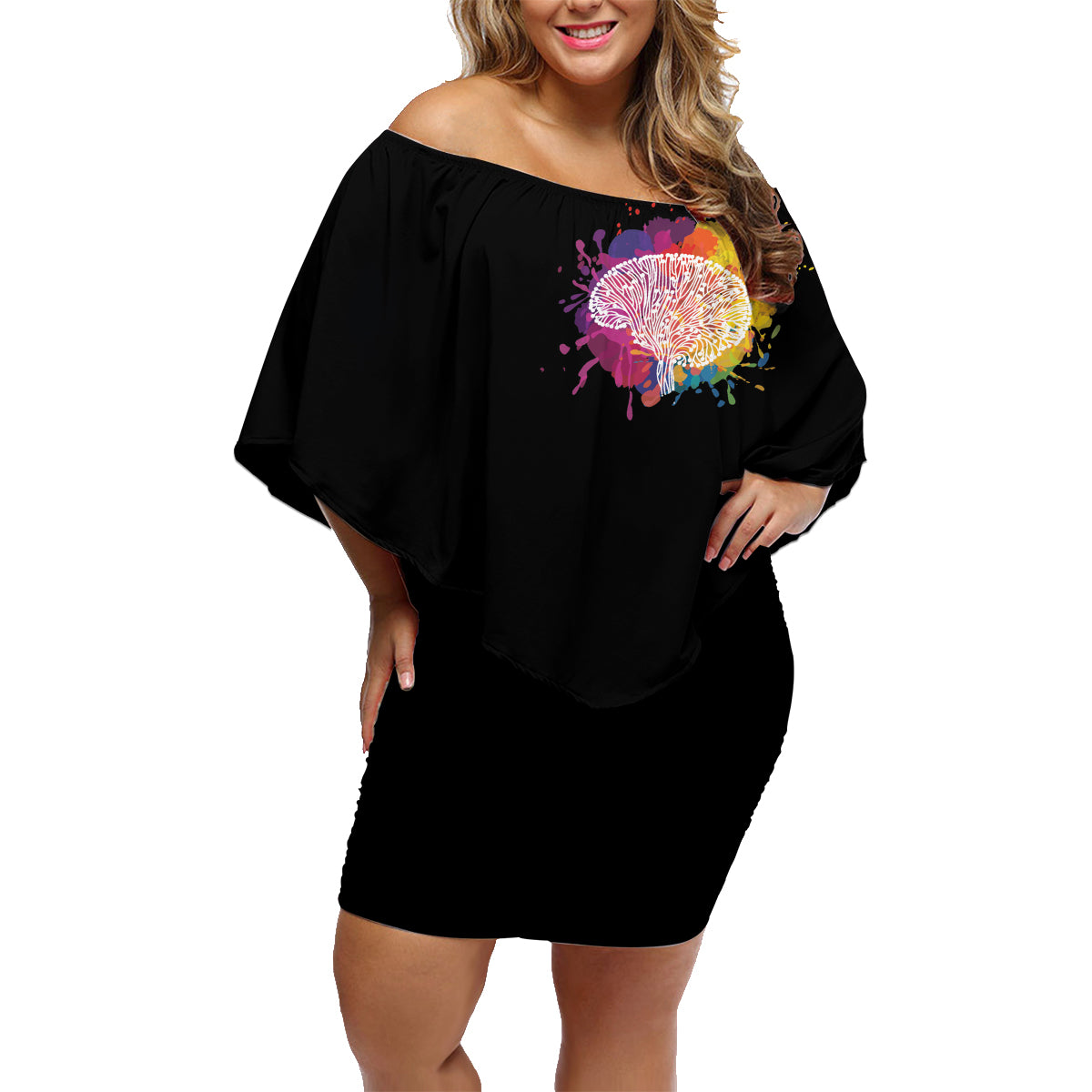 Autism Wired Differently Colors Splash Family Matching Off Shoulder Short Dress and Hawaiian Shirt LT7 - Wonder Print Shop