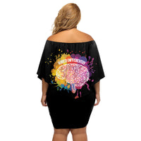 Autism Wired Differently Colors Splash Family Matching Off Shoulder Short Dress and Hawaiian Shirt LT7 - Wonder Print Shop