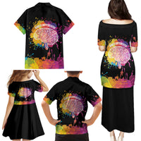 Autism Wired Differently Colors Splash Family Matching Puletasi and Hawaiian Shirt - Wonder Print Shop
