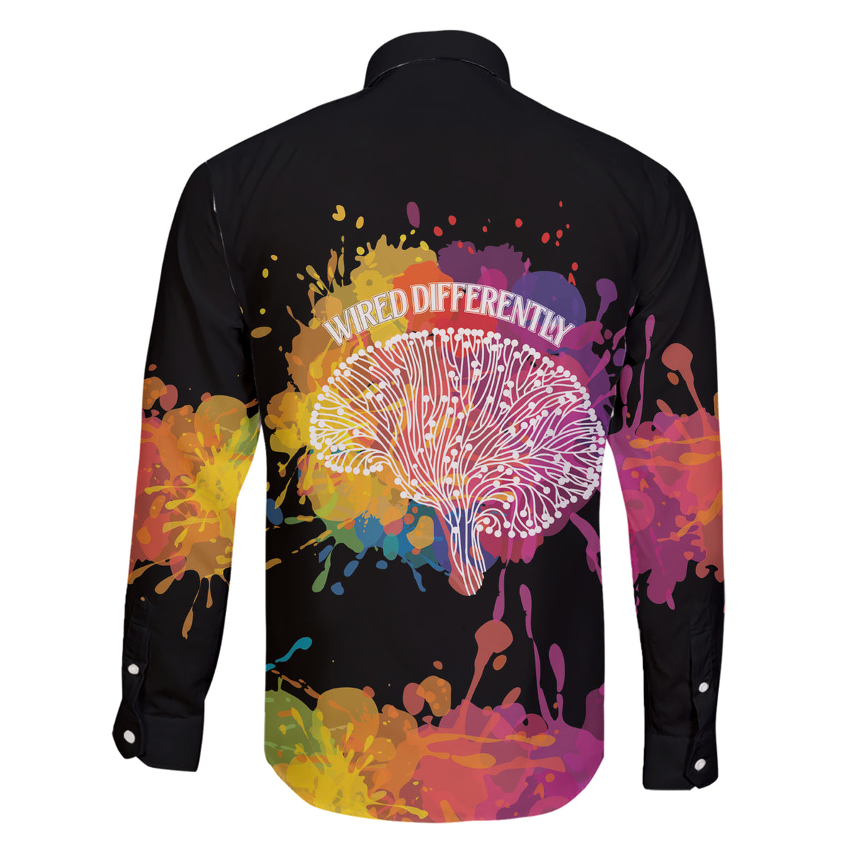 Autism Wired Differently Colors Splash Family Matching Short Sleeve Bodycon Dress and Hawaiian Shirt - Wonder Print Shop