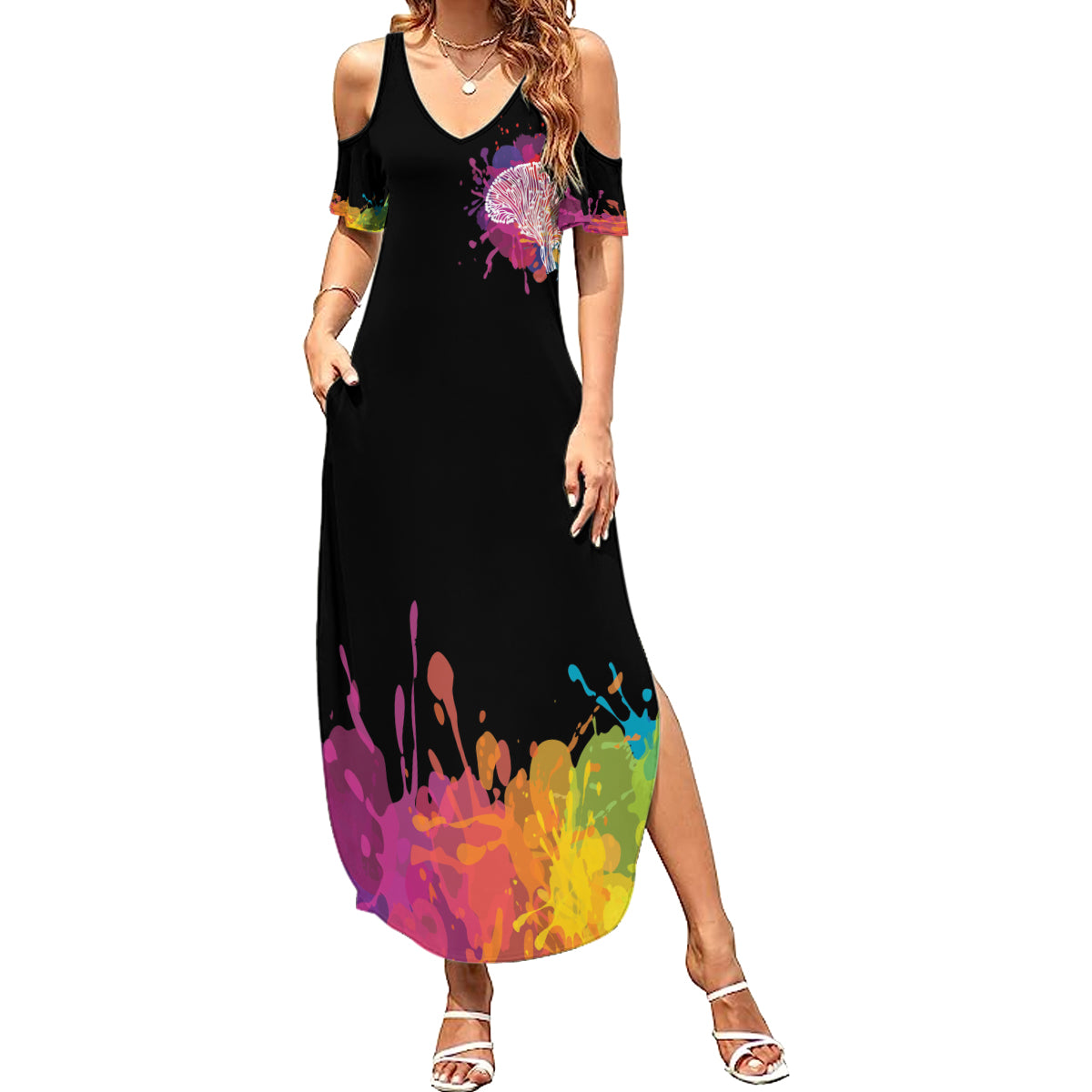 Autism Wired Differently Colors Splash Family Matching Summer Maxi Dress and Hawaiian Shirt - Wonder Print Shop