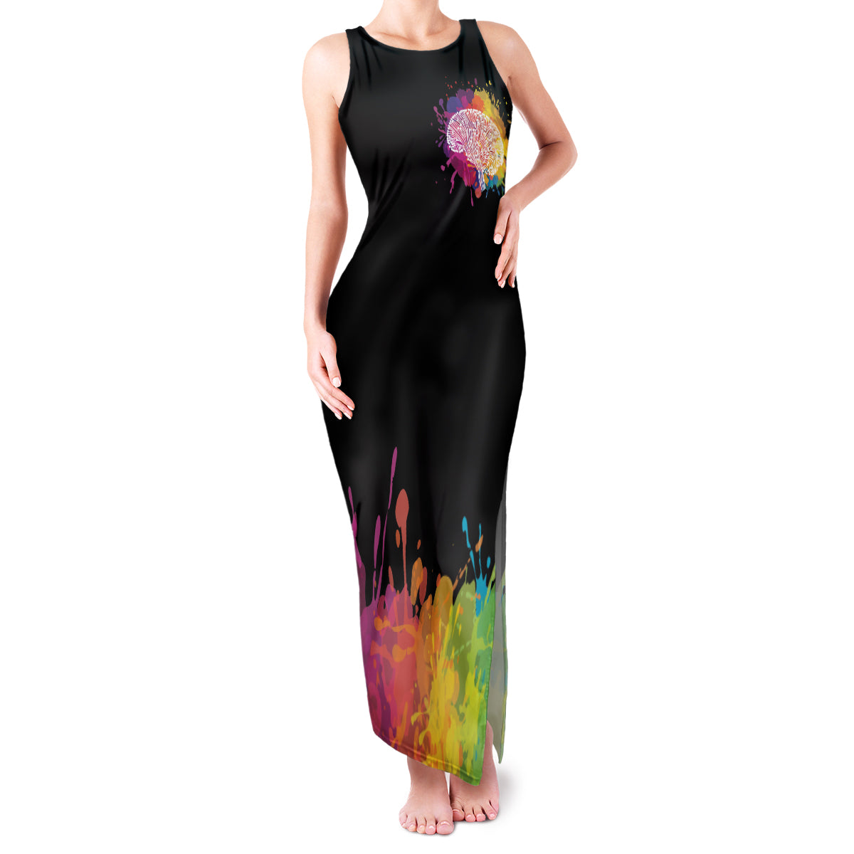 Autism Wired Differently Colors Splash Family Matching Tank Maxi Dress and Hawaiian Shirt - Wonder Print Shop