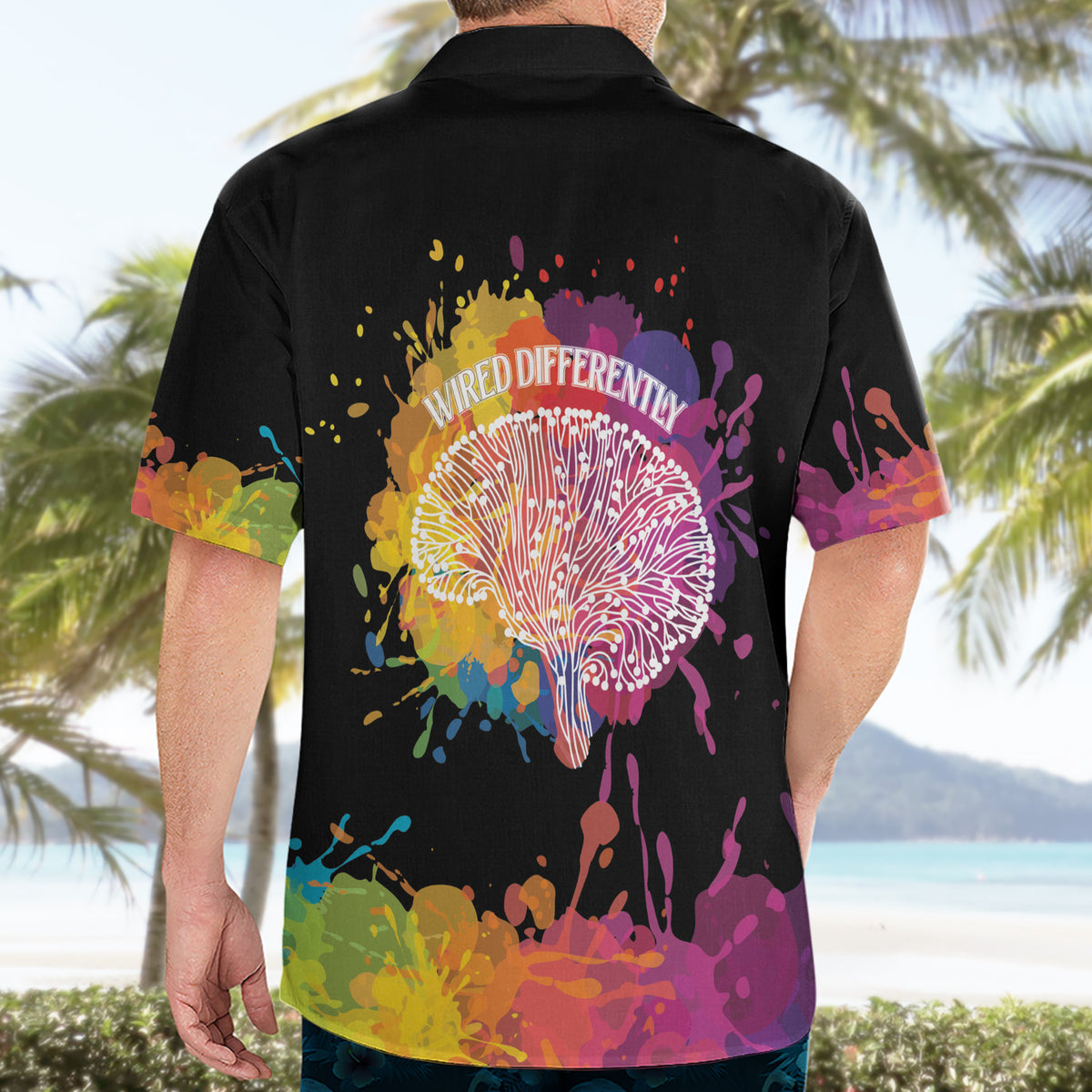 Autism Wired Differently Colors Splash Hawaiian Shirt - Wonder Print Shop
