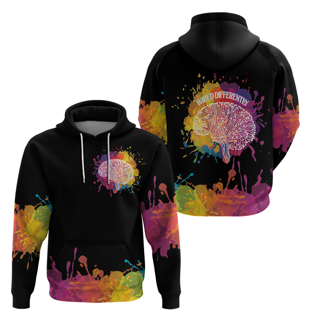 Autism Wired Differently Colors Splash Hoodie - Wonder Print Shop