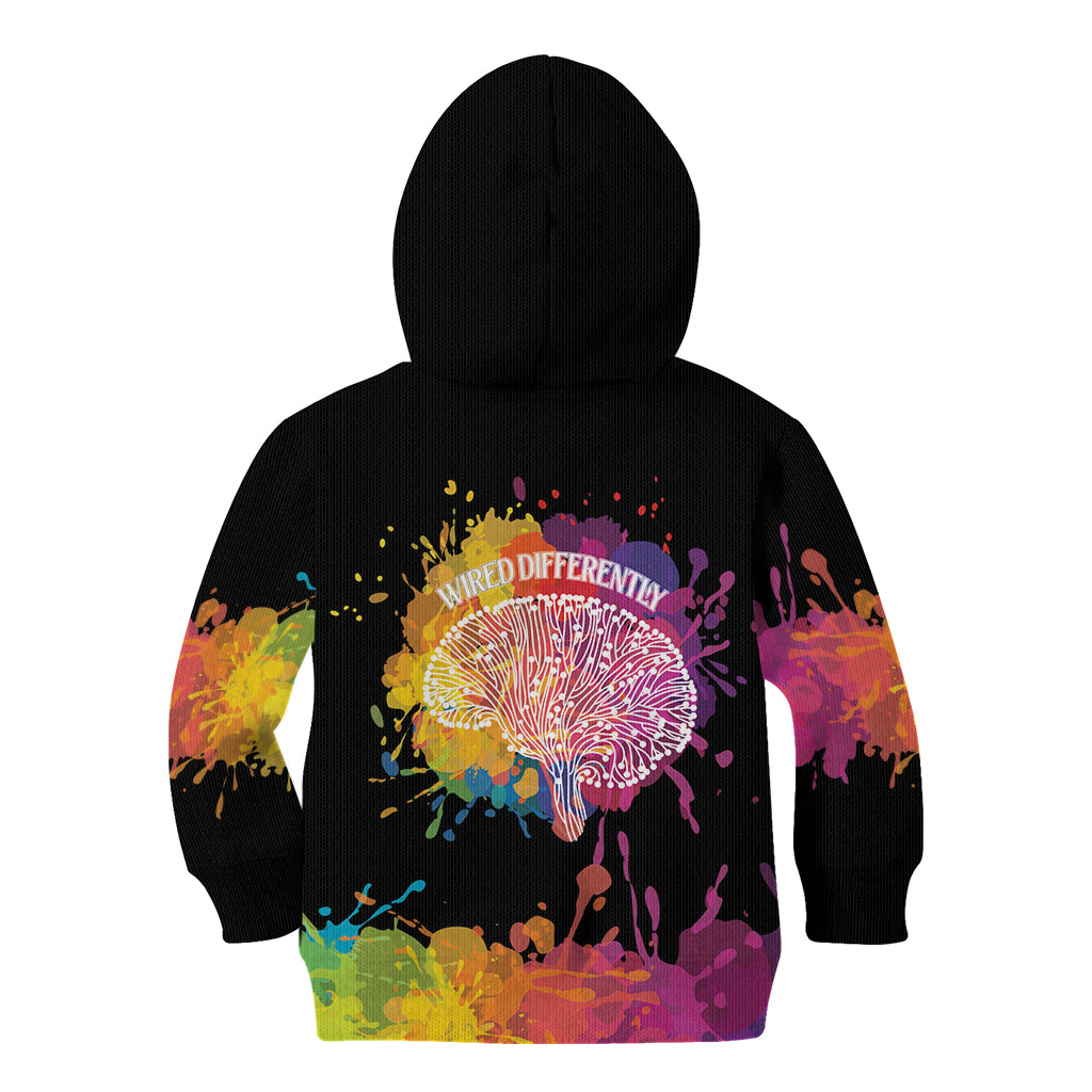 Autism Wired Differently Colors Splash Kid Hoodie - Wonder Print Shop