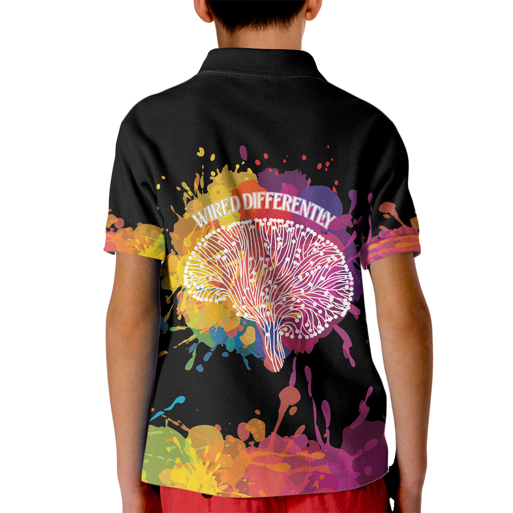 Autism Wired Differently Colors Splash Kid Polo Shirt - Wonder Print Shop