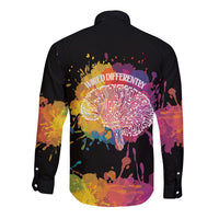 Autism Wired Differently Colors Splash Long Sleeve Button Shirt - Wonder Print Shop