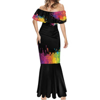 Autism Wired Differently Colors Splash Mermaid Dress - Wonder Print Shop