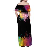 Autism Wired Differently Colors Splash Off Shoulder Maxi Dress - Wonder Print Shop