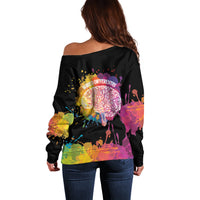 Autism Wired Differently Colors Splash Off Shoulder Sweater - Wonder Print Shop