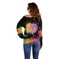 Autism Wired Differently Colors Splash Off Shoulder Sweater - Wonder Print Shop