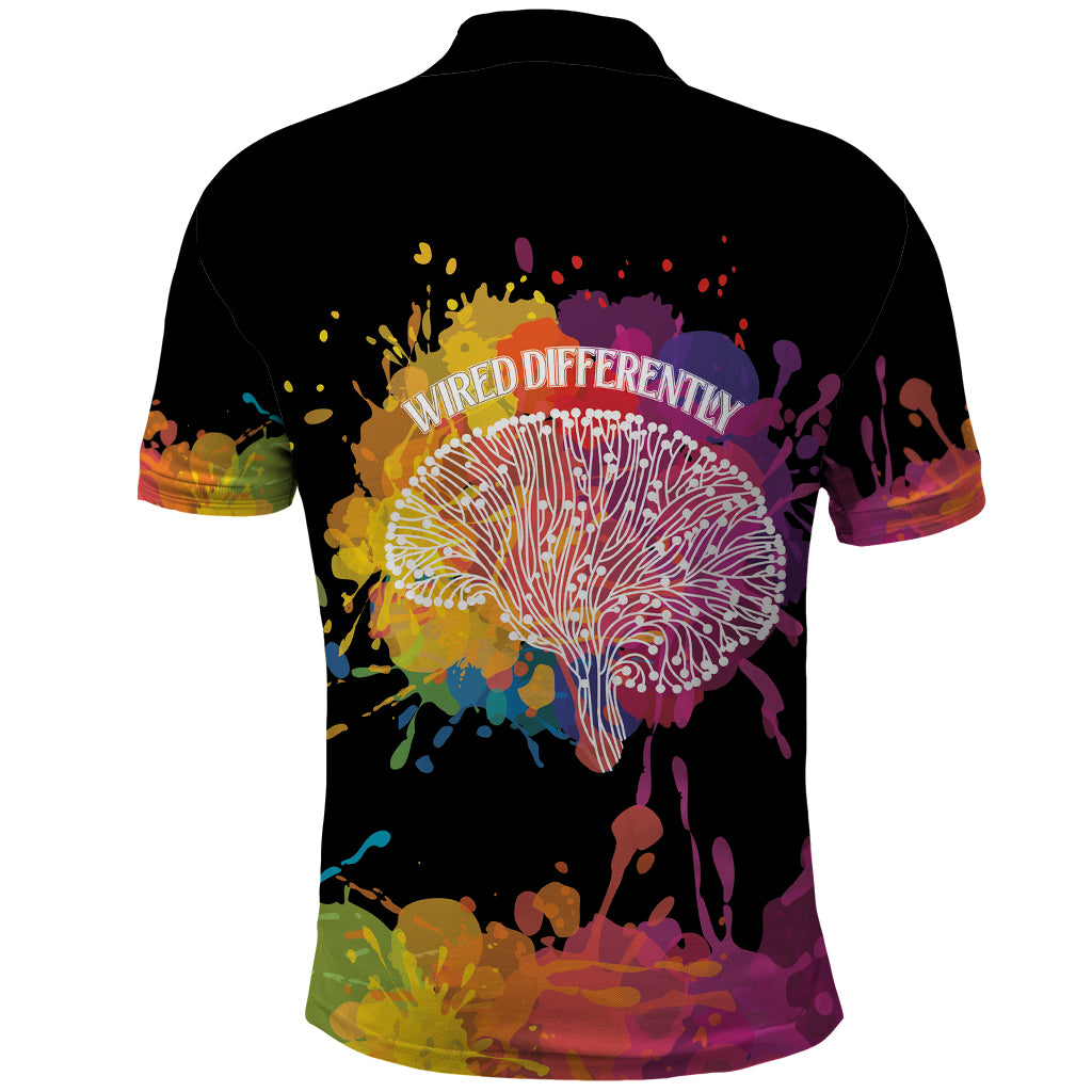 Autism Wired Differently Colors Splash Polo Shirt - Wonder Print Shop