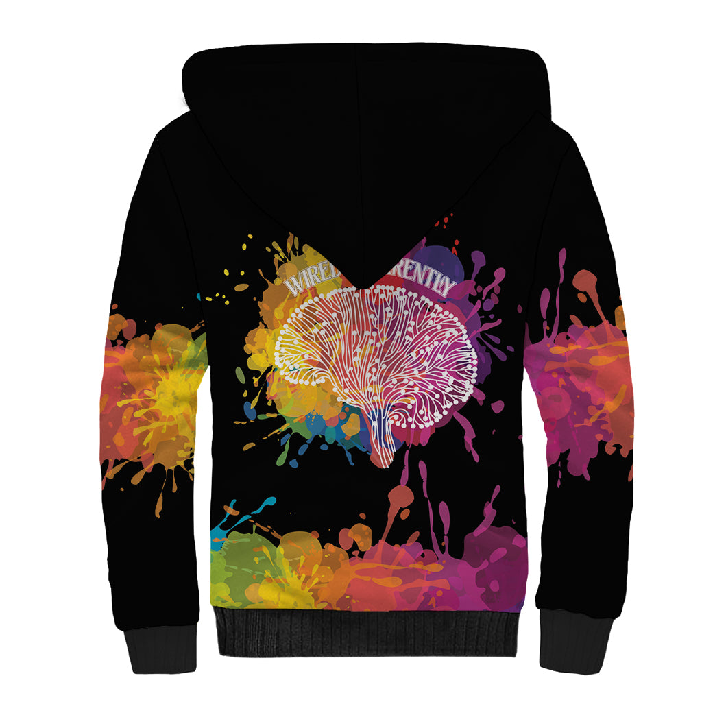 Autism Wired Differently Colors Splash Sherpa Hoodie - Wonder Print Shop