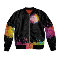 Autism Wired Differently Colors Splash Sleeve Zip Bomber Jacket - Wonder Print Shop