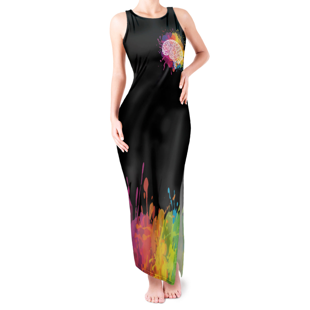 Autism Wired Differently Colors Splash Tank Maxi Dress - Wonder Print Shop