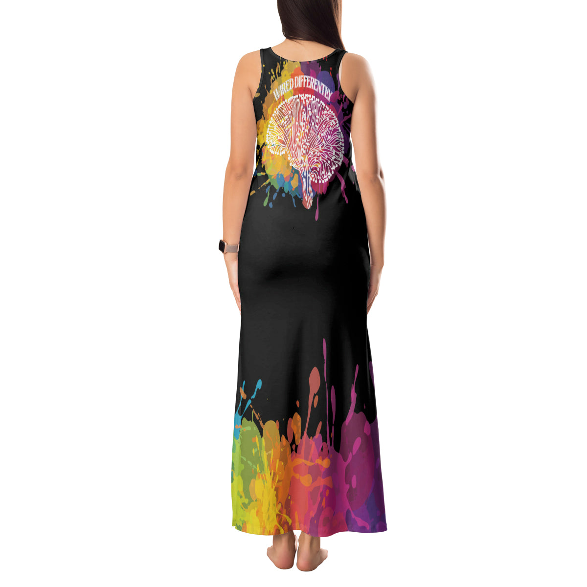 Autism Wired Differently Colors Splash Tank Maxi Dress - Wonder Print Shop