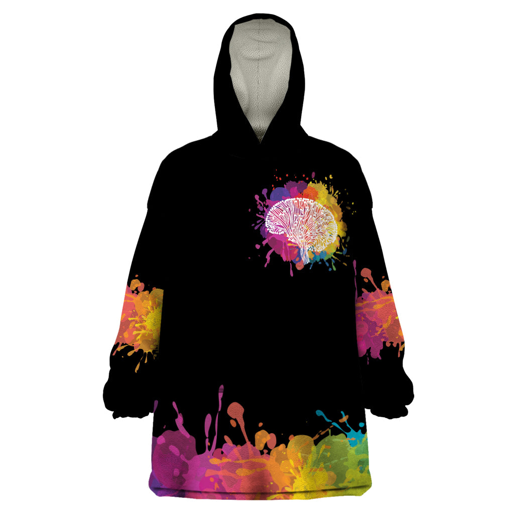 Autism Wired Differently Colors Splash Wearable Blanket Hoodie