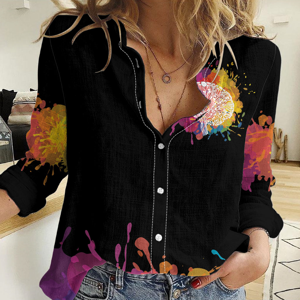 Autism Wired Differently Colors Splash Women Casual Shirt - Wonder Print Shop