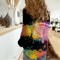 Autism Wired Differently Colors Splash Women Casual Shirt - Wonder Print Shop
