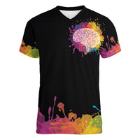 Autism Wired Differently Colors Splash Women V-Neck T-Shirt - Wonder Print Shop