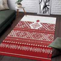 Latvia Jani Midsummer Area Rug Red White Latvijas Auseklis