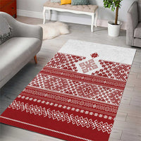 Latvia Jani Midsummer Area Rug Red White Latvijas Auseklis