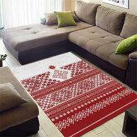 Latvia Jani Midsummer Area Rug Red White Latvijas Auseklis