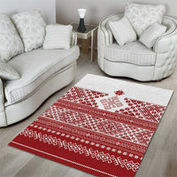 Latvia Jani Midsummer Area Rug Red White Latvijas Auseklis